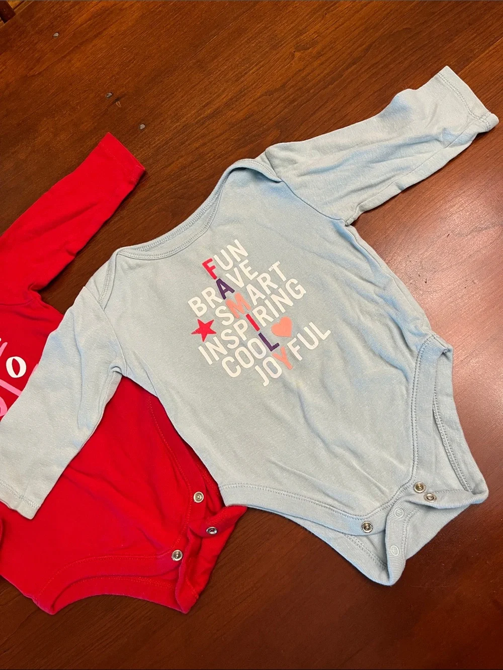 Old Navy Red & Light Blue Long-Sleeve Baby Bodysuits - Pack of 3